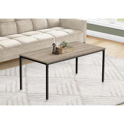 Table basse moderne de salon, rectangulaire, 101,6 cm (40 po), stratifié taupe, structure en métal noir. Meuble-bar contemporain, 101,6 cm (40 po) de long. Pied