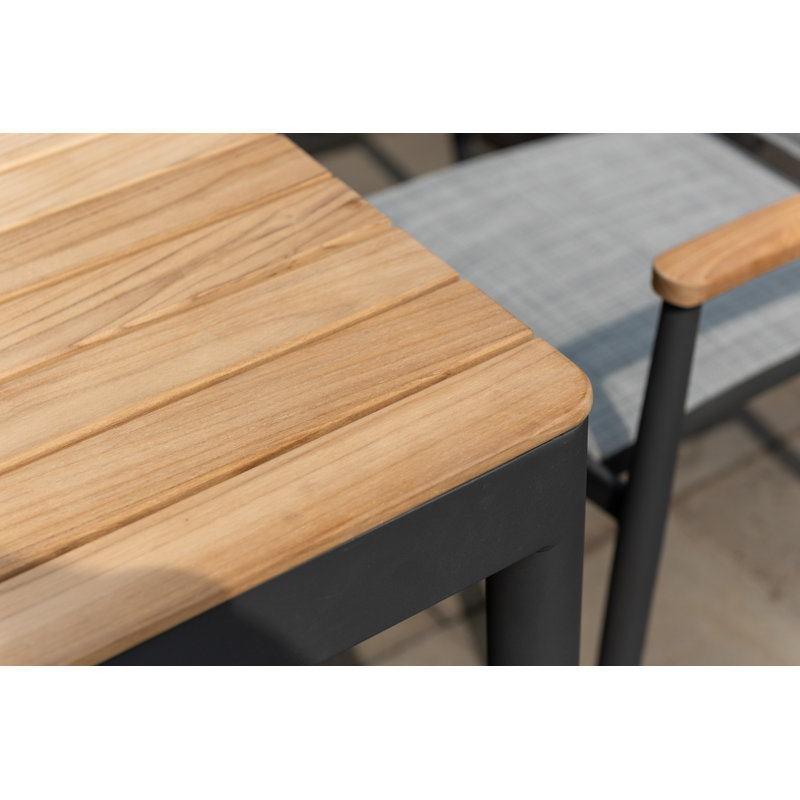 Carliegh 9 Piece Mia Rectangular Extedable Dining Set | 100% FSC Certified Teak Wood | Ideal Furniture Set For Outdoors
