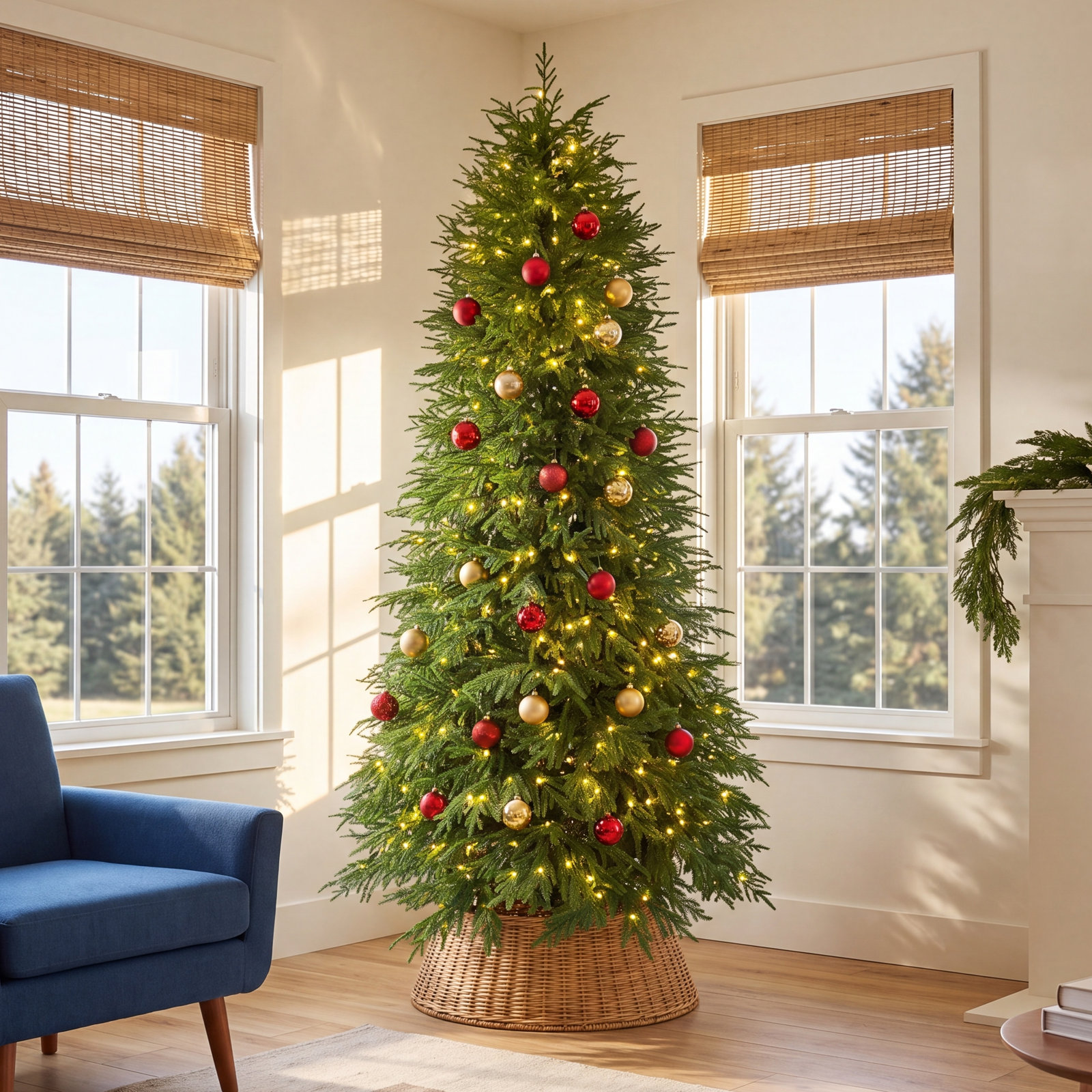 Pre-Lit Noble Fir Christmas Tree, 6.5' H