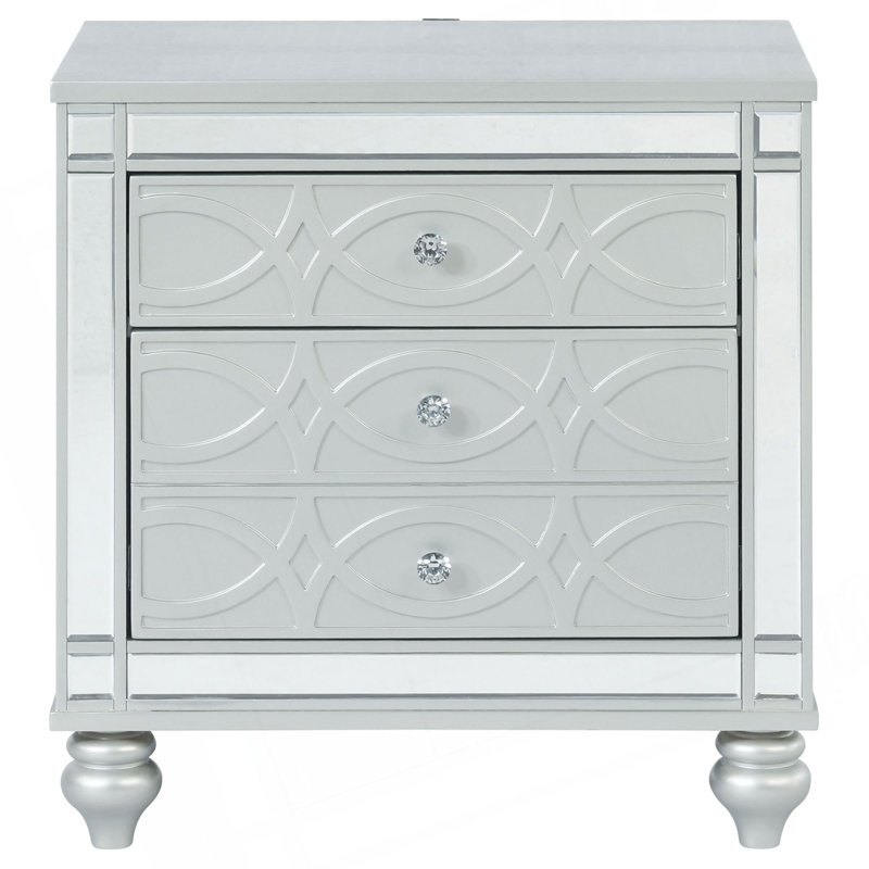 Table de chevet 2 tiroirs Menlo, Gris