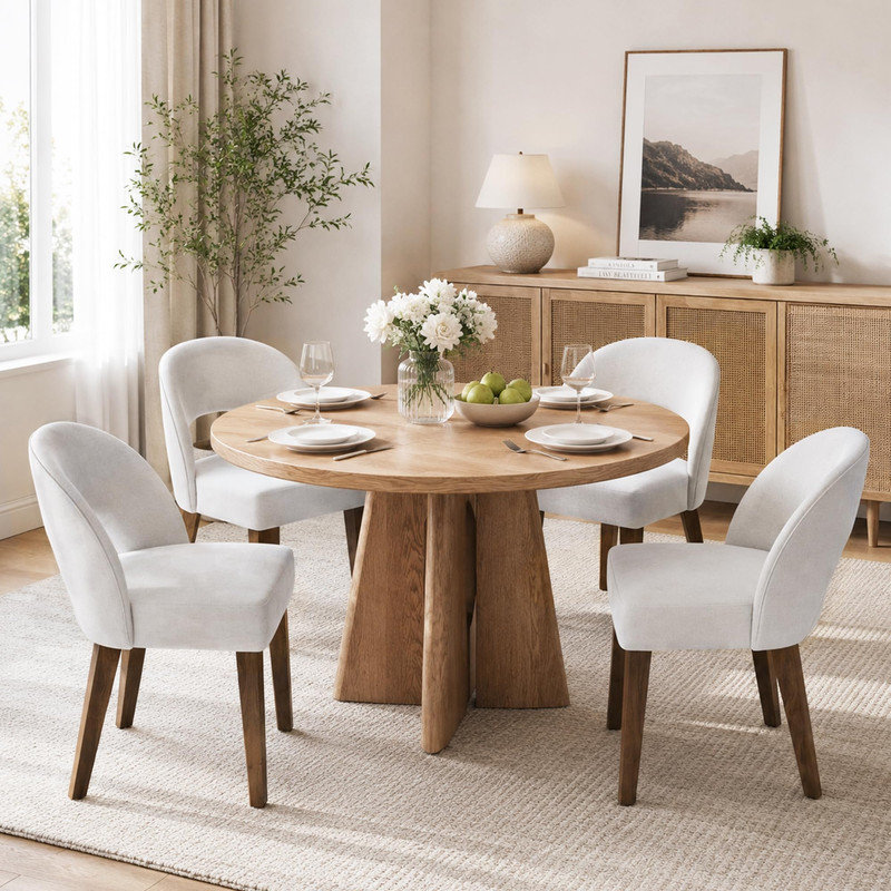 Ensemble de 4 chaises de salle à manger rembourrées - chenille douce, style maison de campagne pour la cuisine et la salle à manger