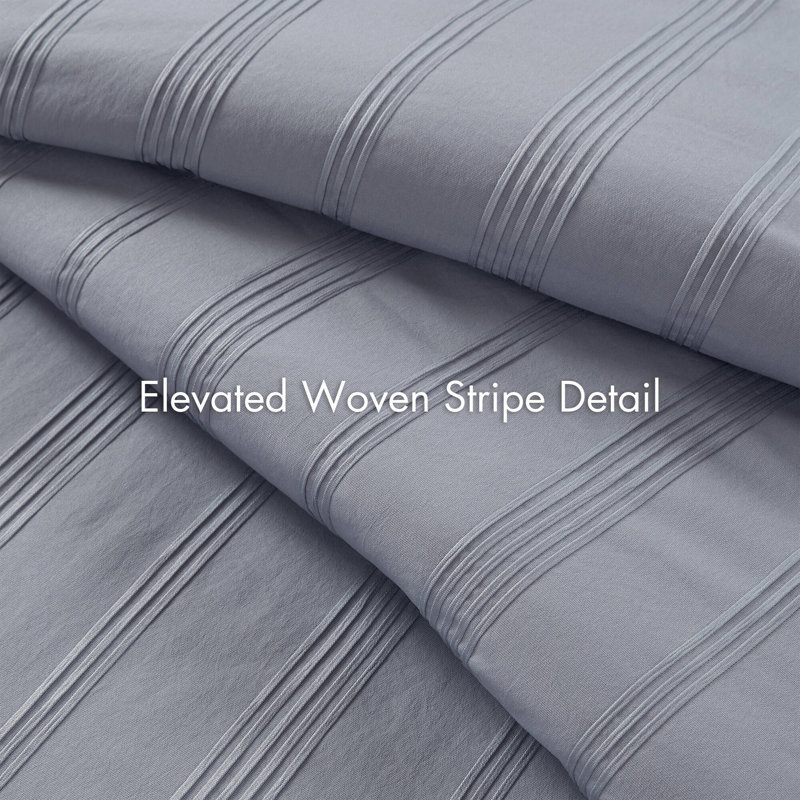 Ensemble d'édredon de style contemporain, Édredon double et 6 pièces supplémentaires, Gris