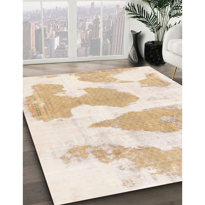 Tapis brun en laine Power Loom, Rond 7 pi