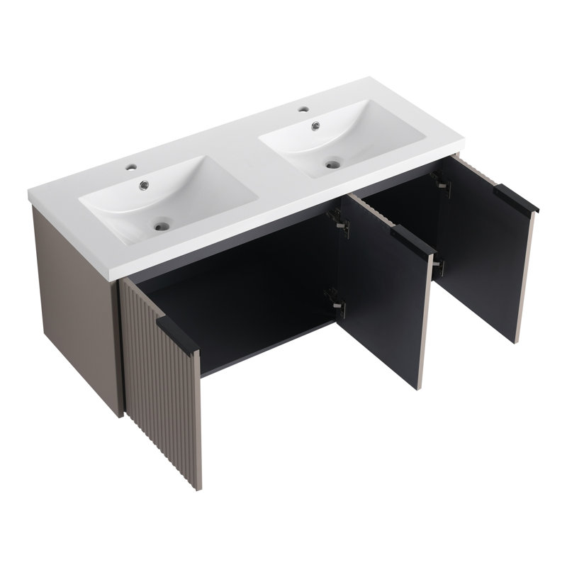 48-inch Wall Mount Bathroom Vanity, Khaki