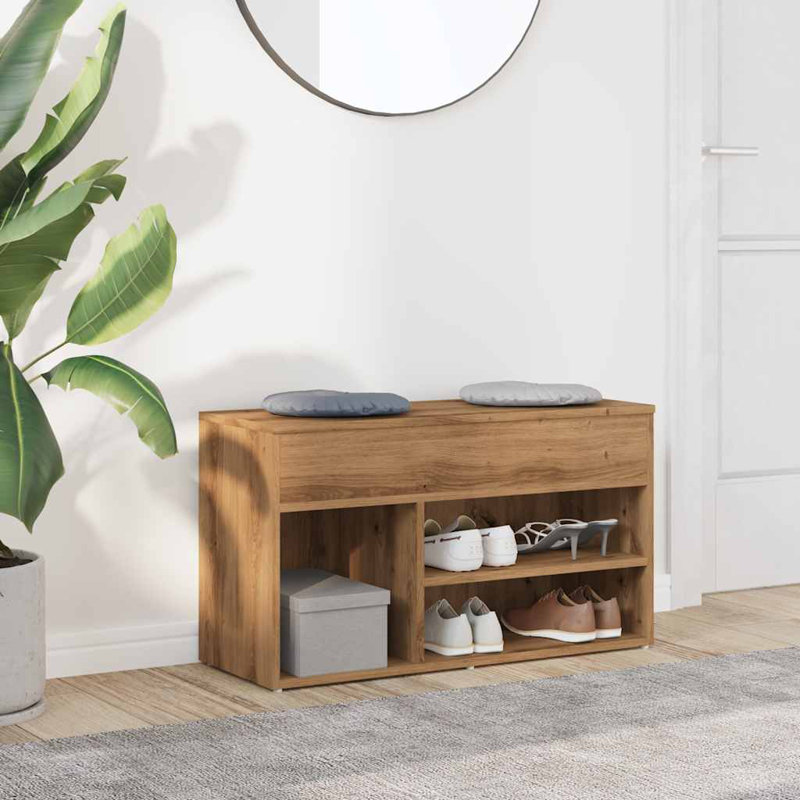 Ginney Upholstered Storage Bench, Artisan Oak