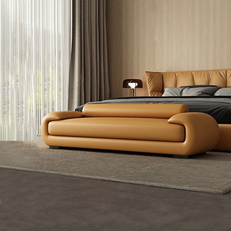 Banc rembourré Classic Fashion, Orange, H 25,59 po x l 59,05 po x P 19,68 po