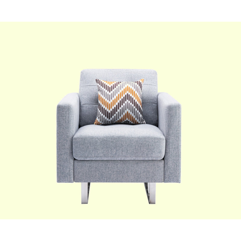Upholstered Armchair, Light Gray Linen