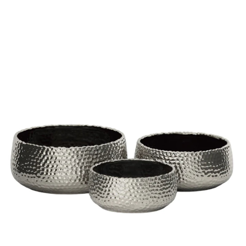 Ensemble de trois casseroles en céramique, Argent argent