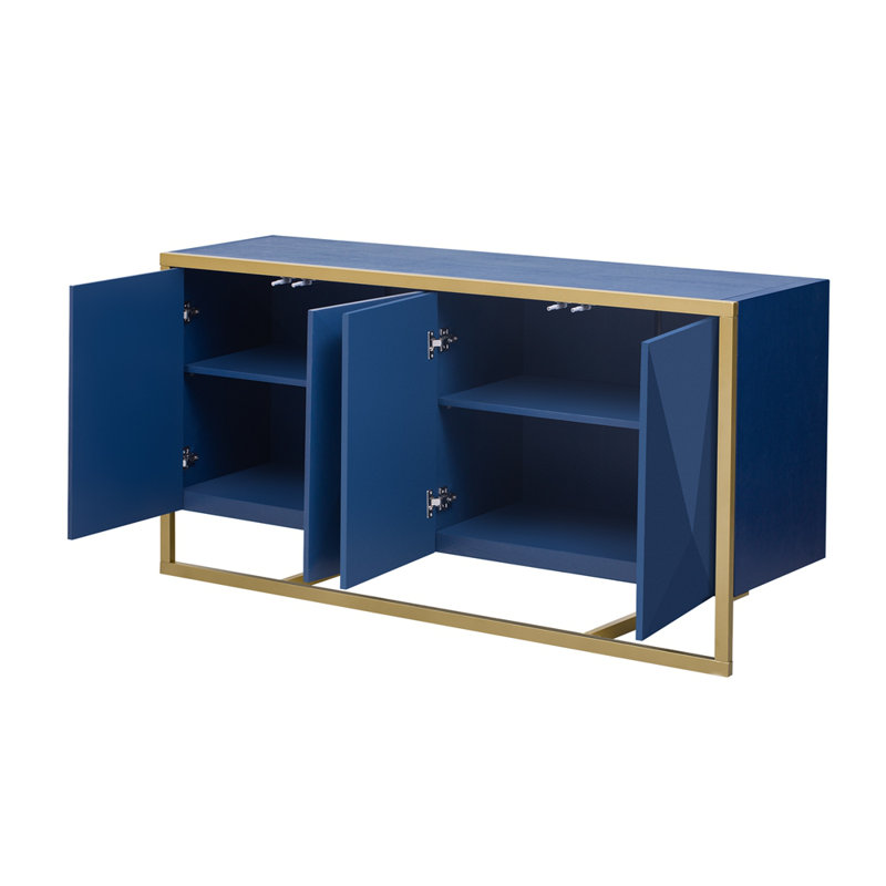 Buffet moderne en placage d'acajou avec pieds en métal uniques convenant au vestibule du vestibule du vestibule, Marine