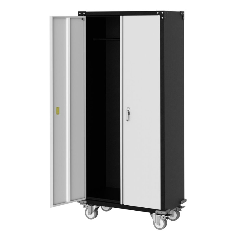 71" H Metal Locker Storage Cabinet, Rolling Tool Cabinet with Wheels, Doors & Adjustable Feet, Heavy-Duty Lockable Garage Storage Cabinets Utility for Office Shop Home