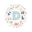 Lettre illustrée D bleue - impression-52820621-52820622-52820623