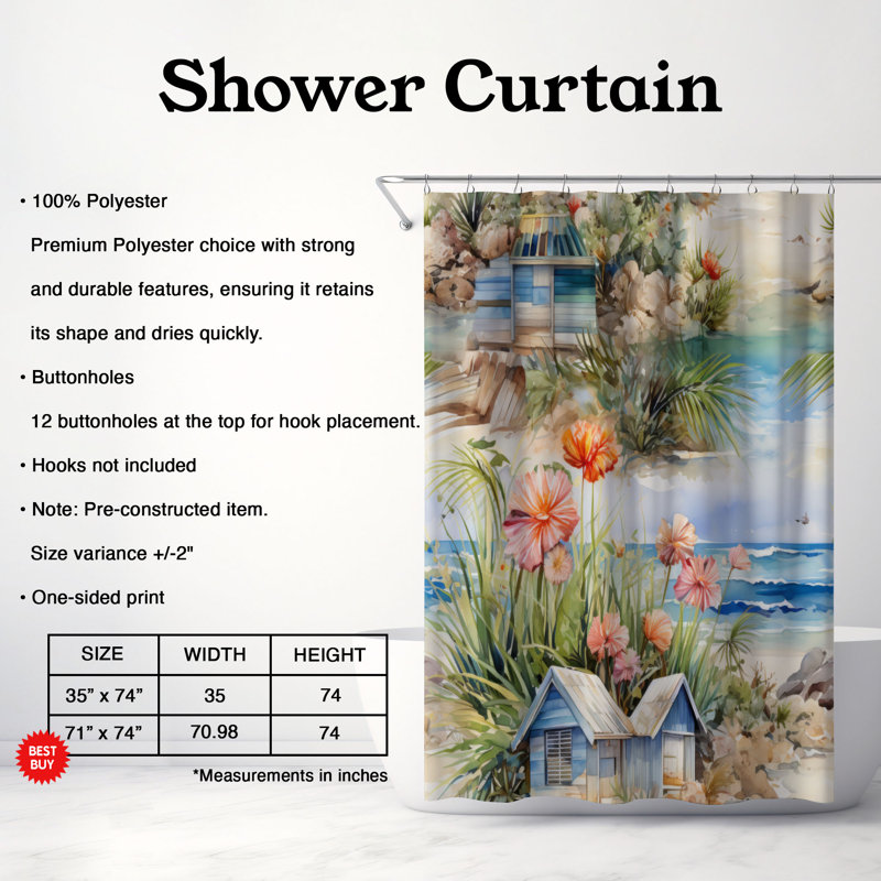 Rideau de douche Imajean, H 74 po x l 71 po