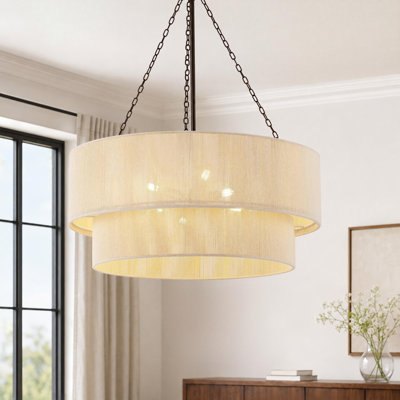 23.6" 6-Light Modern Rope Drum Chandelier