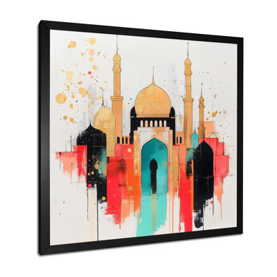 Crimson Serenade Of Mud Brick Mosque I - Islam Landscape Wall Art
