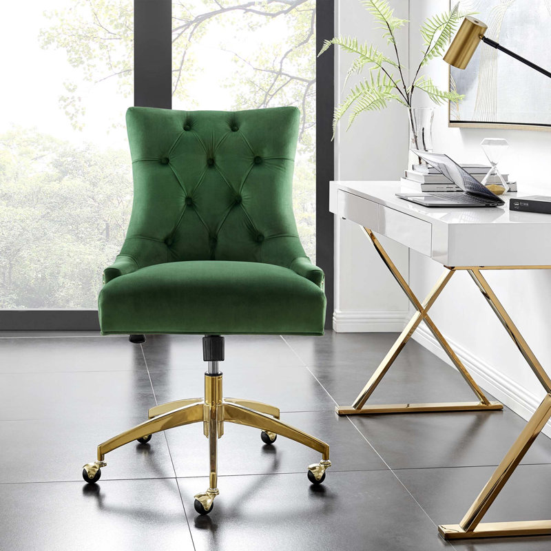 Chaise de bureau Regent, Émeraude, Doré
