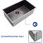 Évier encastré en acier inoxydable de 30 po x 18 po de calibre 18, insonorisant, antirouille, antirouille, cuve spacieuse, drainage à rainure en X, drain de 30 po, amortissement de 30 po, ouverture profonde