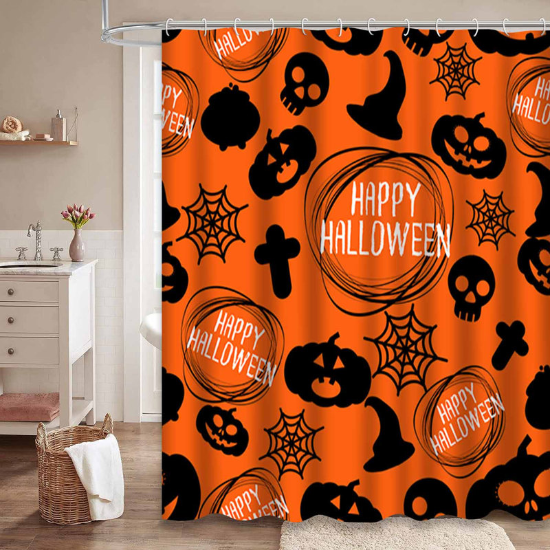 Rideau de douche Happy Halloween, 72" L x 78" W