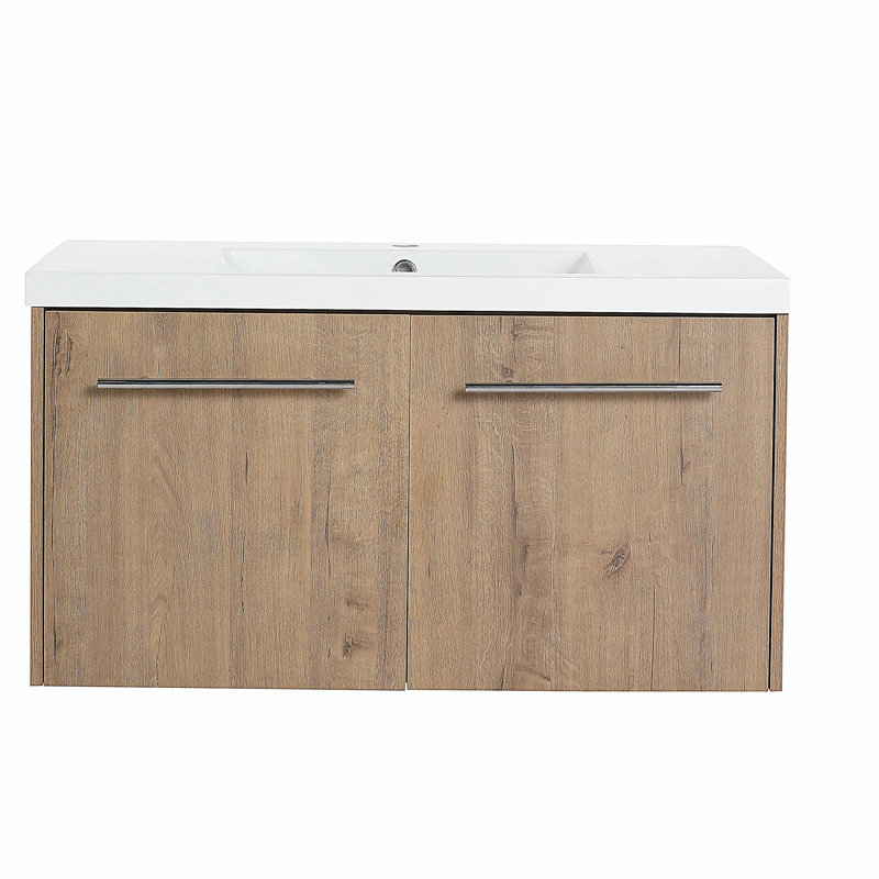 Armoire de salle de bain de 36 cm avec lavabo et comptoir, sans comptoir, avec installation flottante