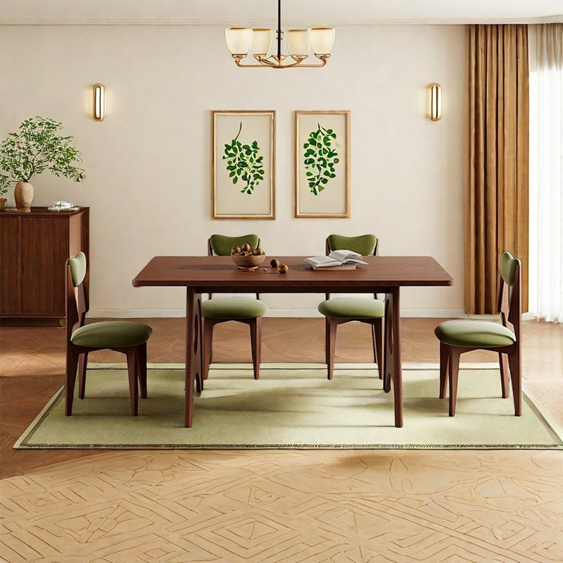 Retro living room Home rectangular dining table sets, 29.52"H x 62.99"L x 31.49"W