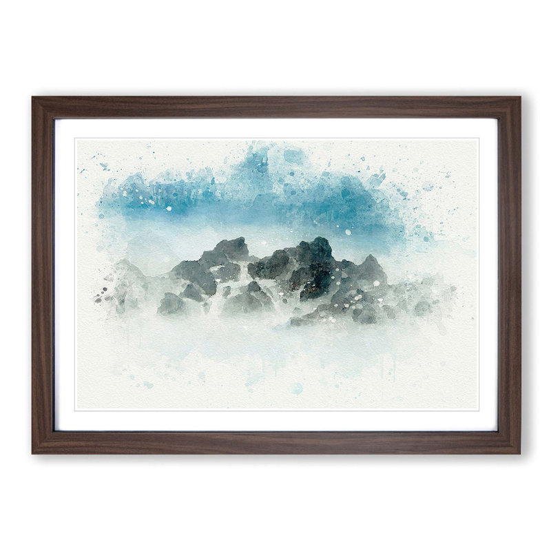 Mist over the Sea in Portugal - Picture Frame Graphic Art Print, 62cm H x 87cm W x 2cm D, Walnut Framed