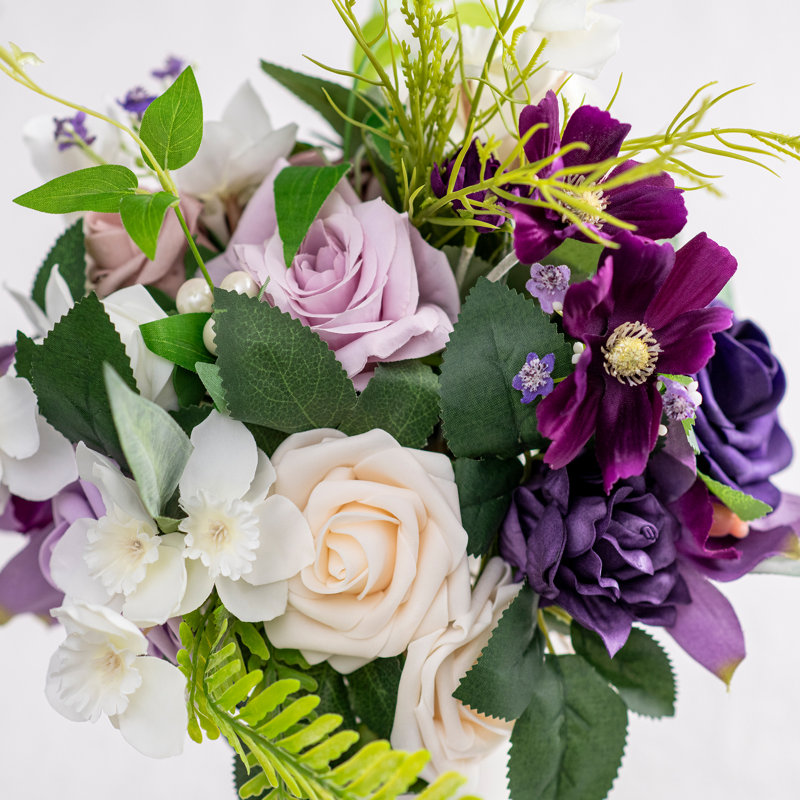 Bouquet de mariage de 11 pouces, bouquet de demoiselle d'honneur Boho, bouquet de mariée Real Touch, arrangement floral pour mariage, ensemble de 1