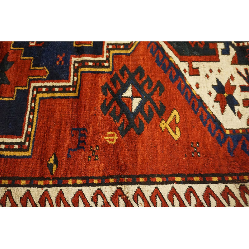 Bold Red Antique Tribal Geometric Late 19th Century Caucasian Lori Pambak Rug