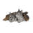 Grey Wolf Cubs Hiding Under Log Statue