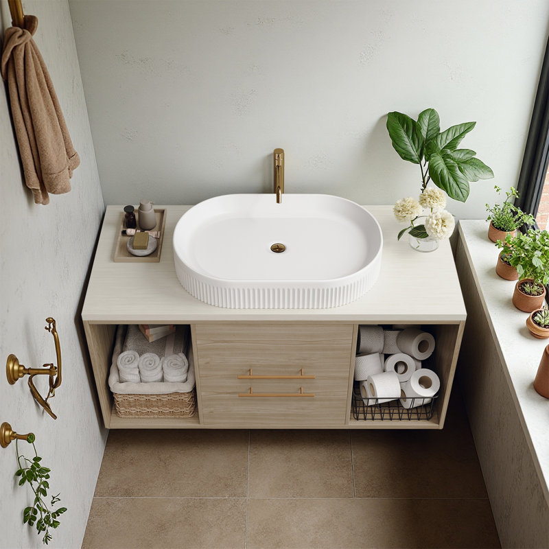 22.8'' Vessels Bathroom Oval Sink, White Ceramic Vanity Sink