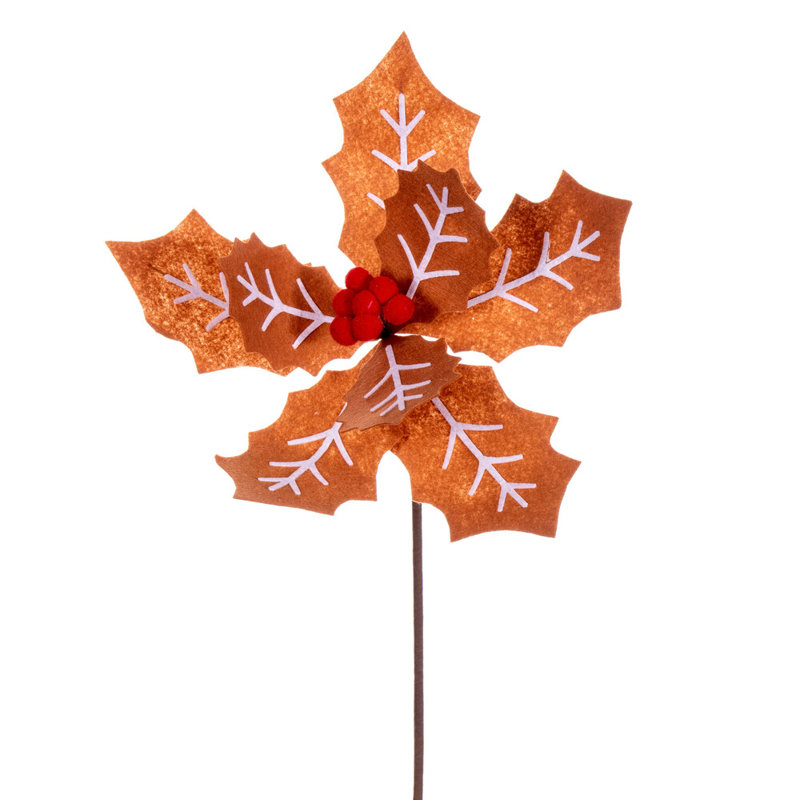 Poinsettia en feutre rouge et blanc 22 po rouge / blanc et brun / poinsettia en feutre blanc, Orange