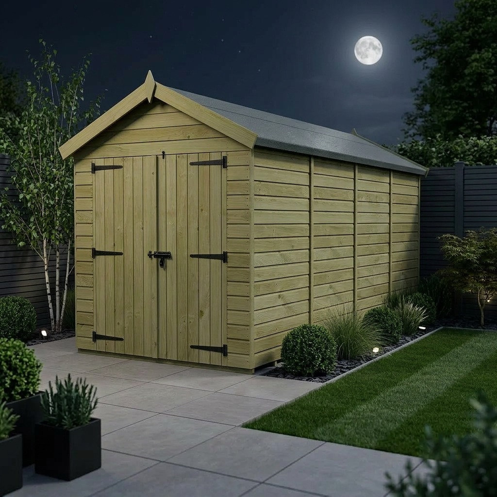 Total Sheds 6ft x 20ft Apex Garden Shed - Double Door - No Windows - Pressure Treated Timber - UK Manufactured
