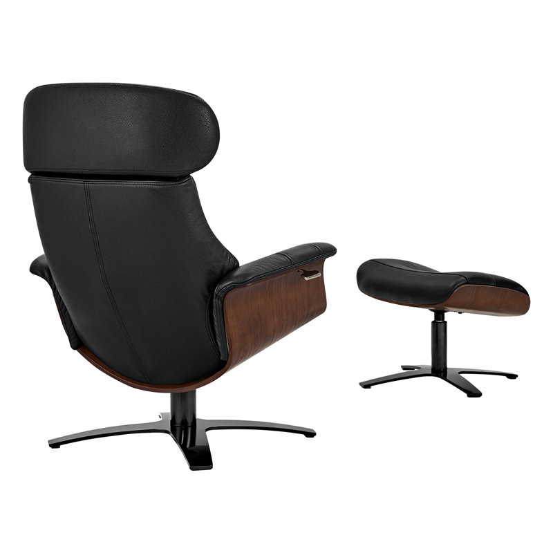 Fauteuil inclinable électrique pivotant en cuir véritable, Black