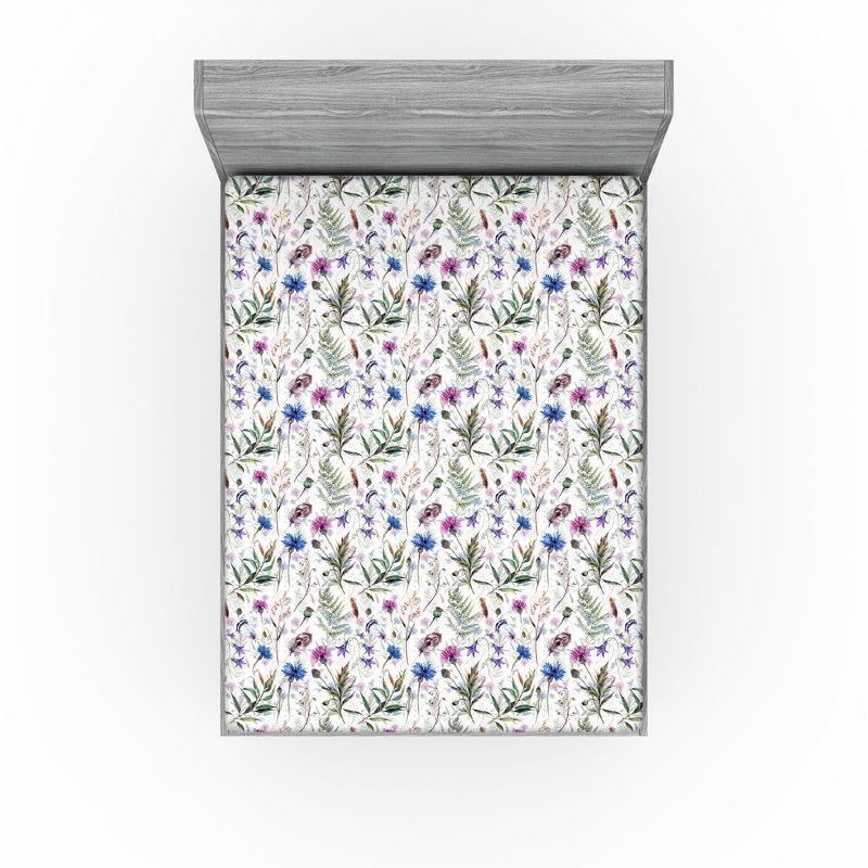 Ensemble de 2 draps-housses Ambesonne, Multicolore / floral 16, Drap-housse grand
