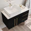 Meuble-lavabo mural 36 po avec lavabo vasque en céramique et comptoir en contreplaqué - Porte et tiroirs à fermeture en douceur, conception flottante