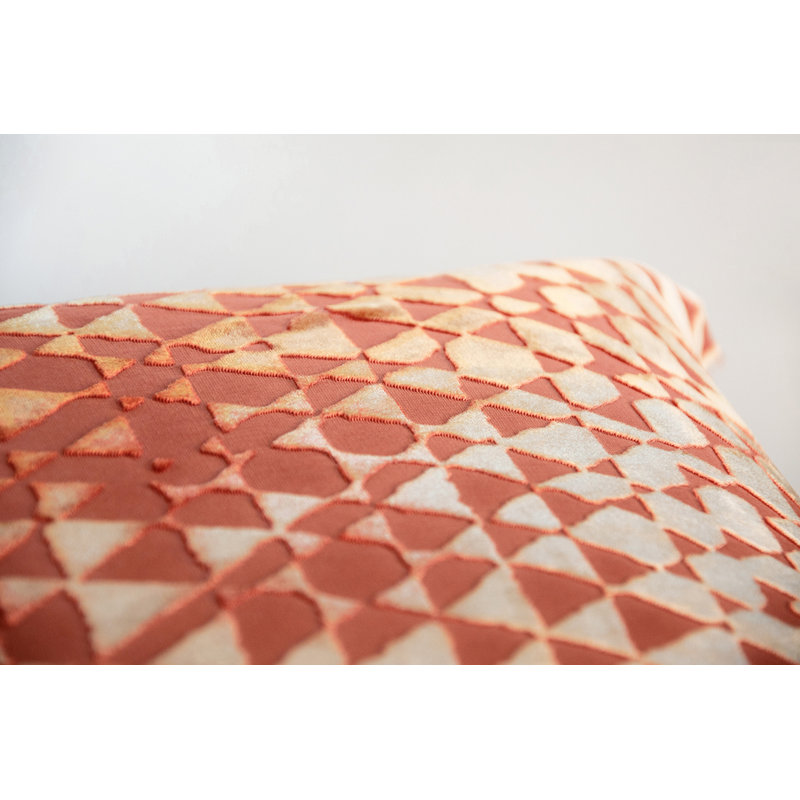 Triangles Square Velvet Pillow Cover & Insert, 18" x 18", Mango