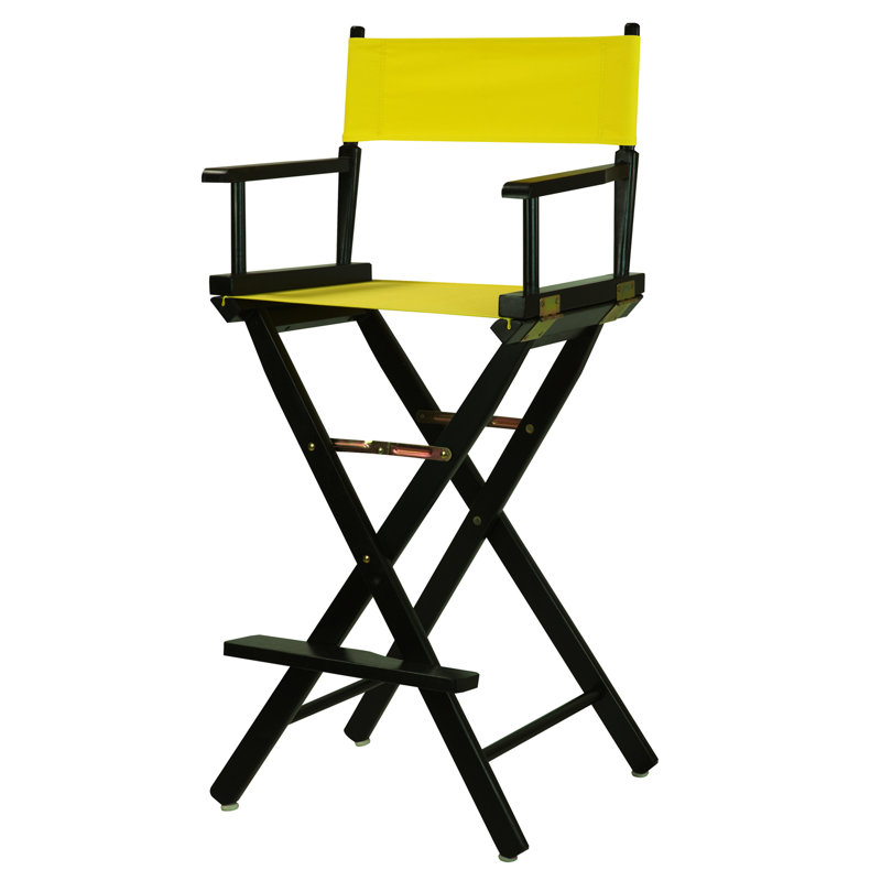 Chaise de réalisateur pliante de 30 po avec toile, Jaune, Noir