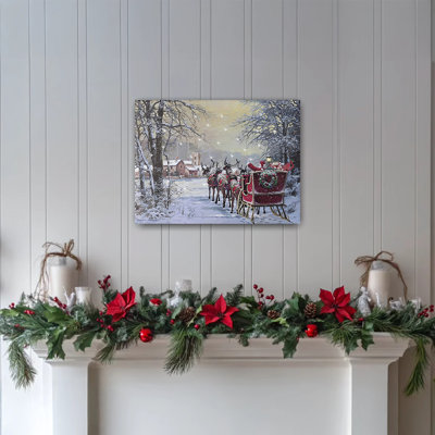 Art mural à piles avec lumière - Traîneau du Père Noël