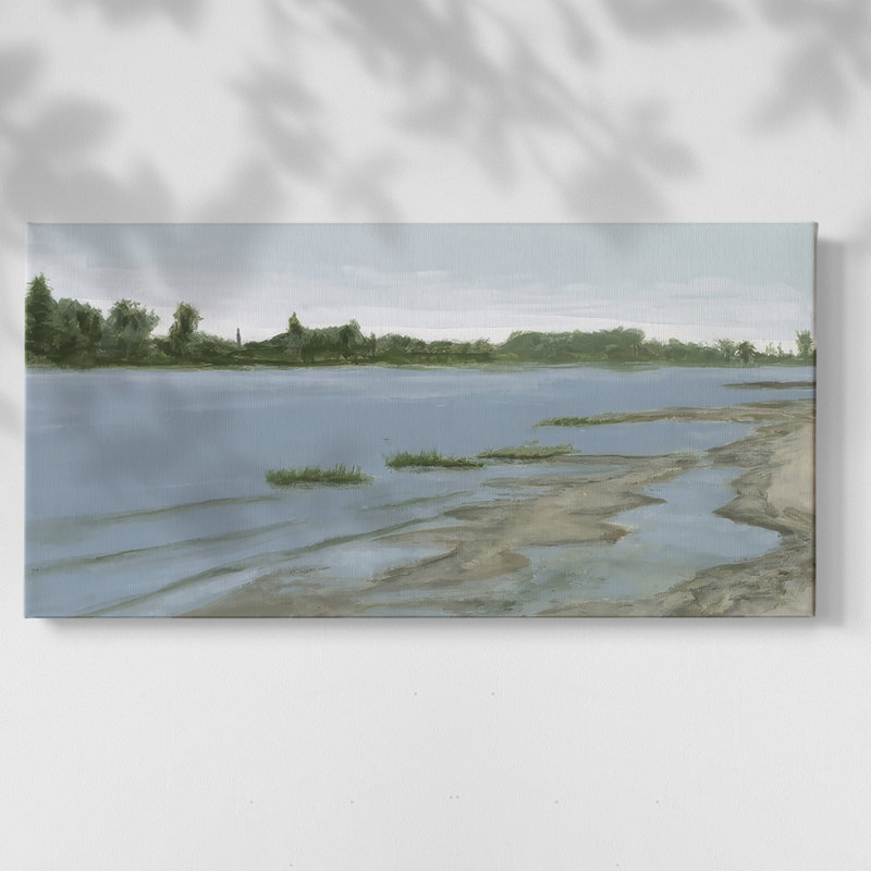 Tide Sands IV - Toile tendue avec châssis tendue, prête à être accrochée, H 17 po x l 33 po, Doré
