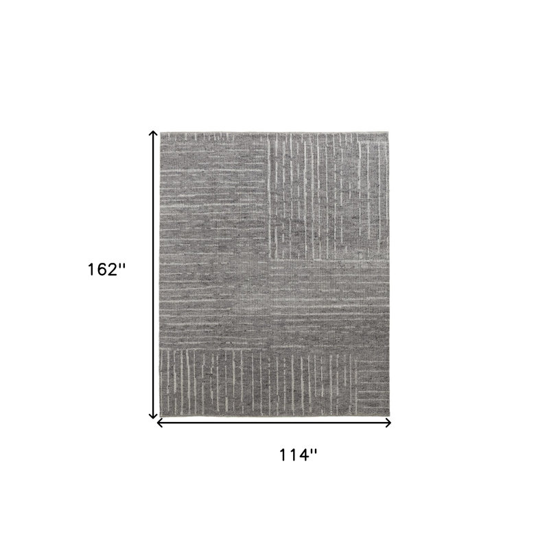Tapis usé et délavé en laine à carreaux gris et ivoire 9 pi x 13 pi