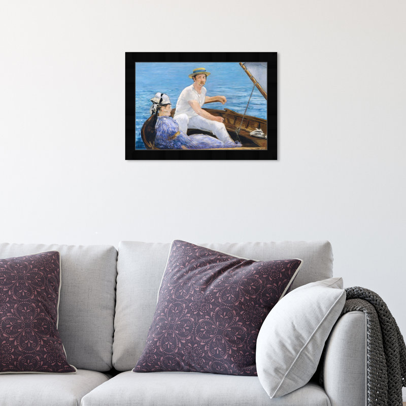 Manet - Boating - impression encadrée, H 10 po x l 15 po x P 0,5 po, Noir