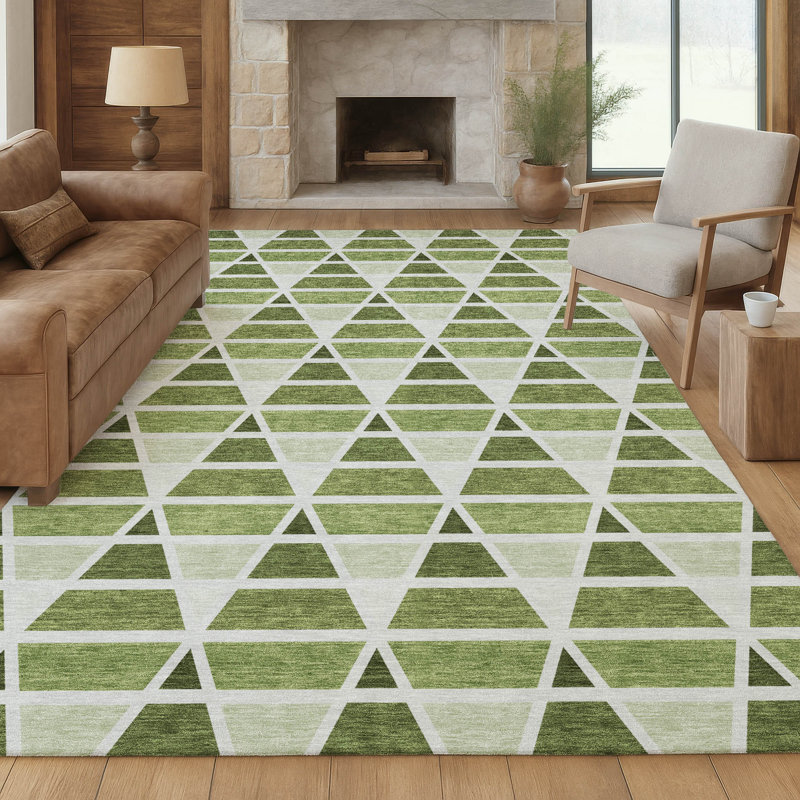 Machine Washable Indoor/Outdoor Chantille ACN2734 Geometric Rug, Fern, 10' x 14'
