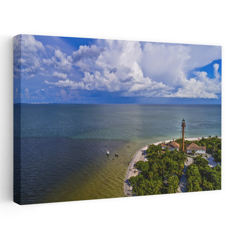 Aerial View Of Sanibel Island Lighthouse Lee County Florida USA by Vito Palmisano - Wrapped Canvas Print
