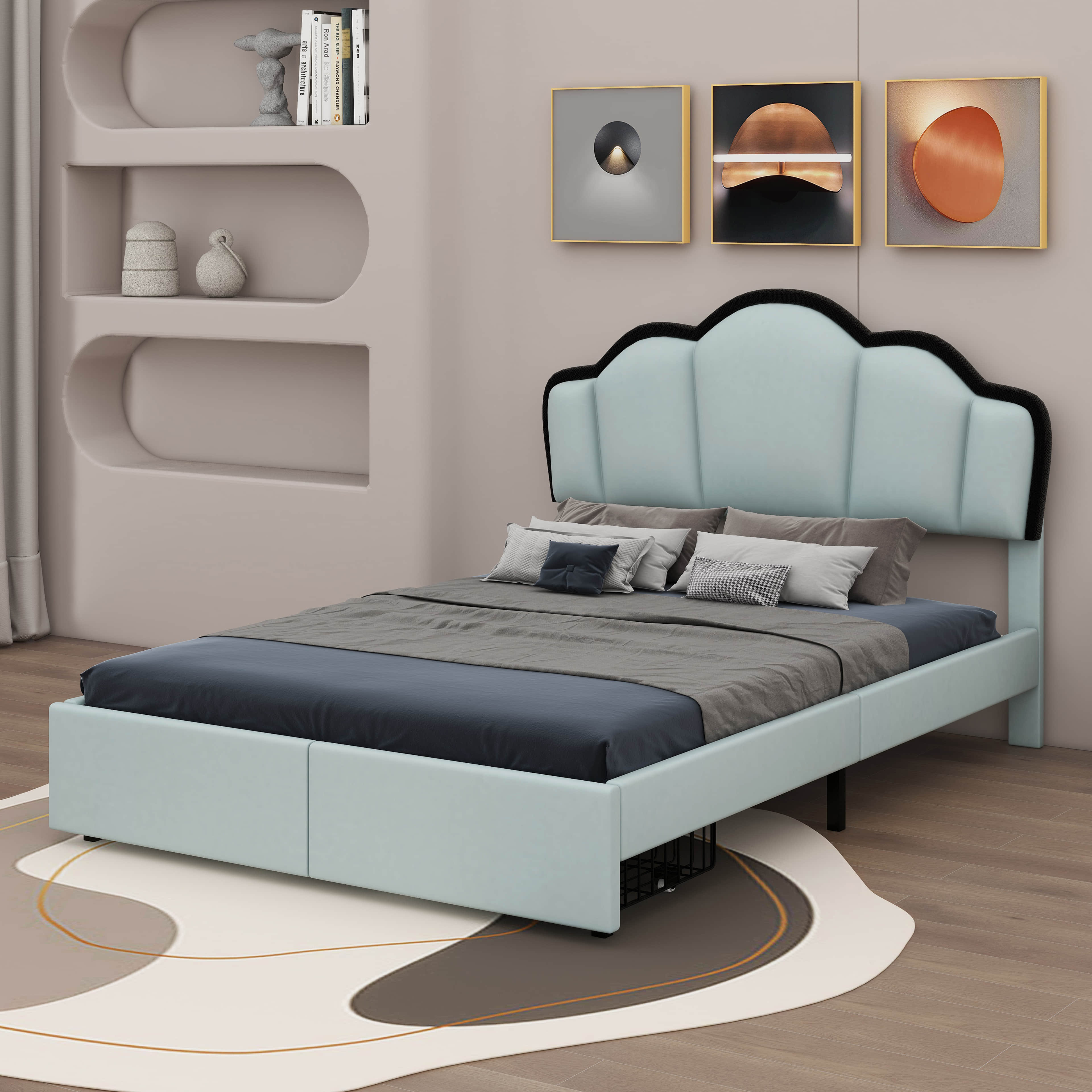 Mercer41 Full Size Upholstered Princess Platform Bed With LED And 2 ...