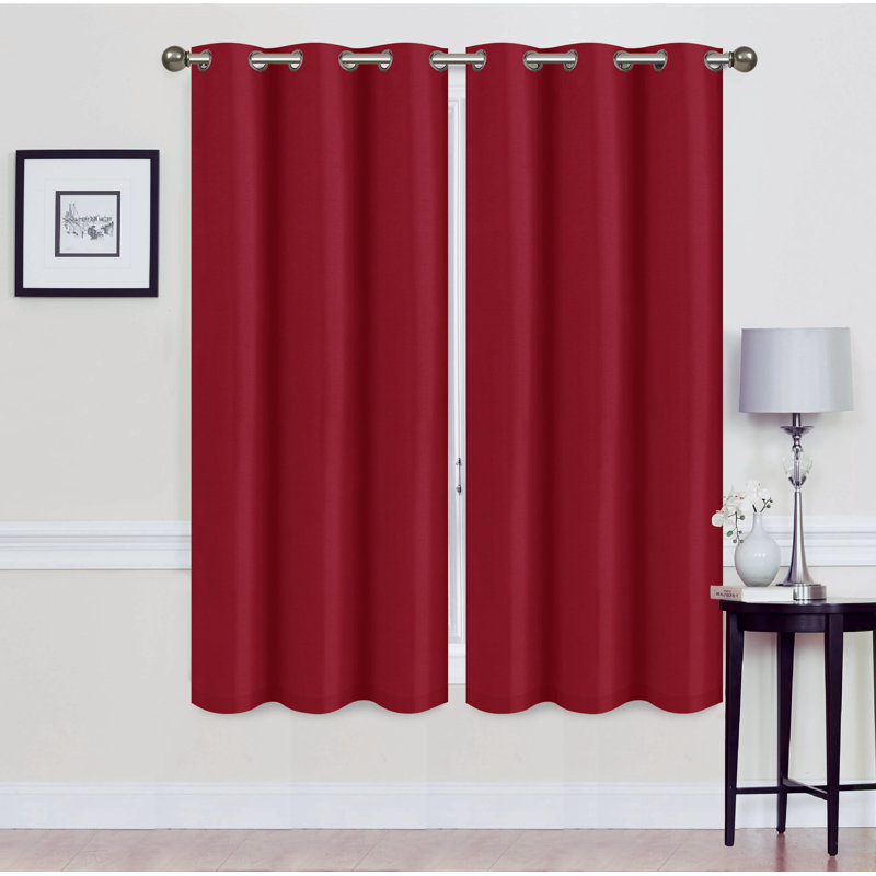 Solid Blackout Thermal Grommet Curtain Panel Set, Ivory, 38" W x 63" L