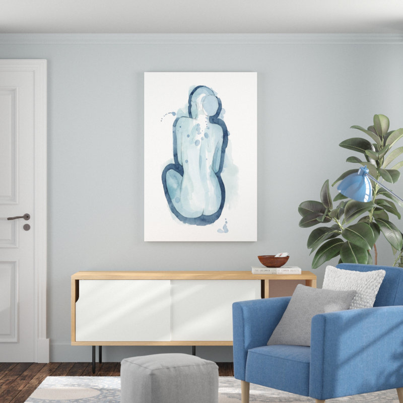 Serena I by Grace Popp - Painting on Canvas, 122cm H x 81cm W, Black Floater Framed