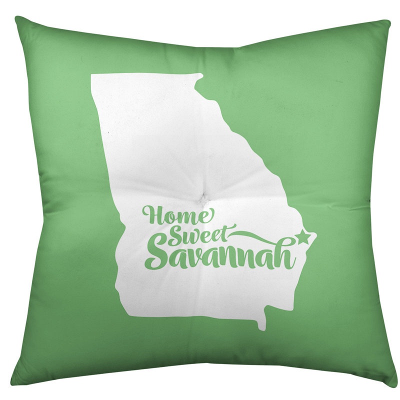 Reversible Throw Pillow, 36" H x 36" W, Savannah/Georgia, Green