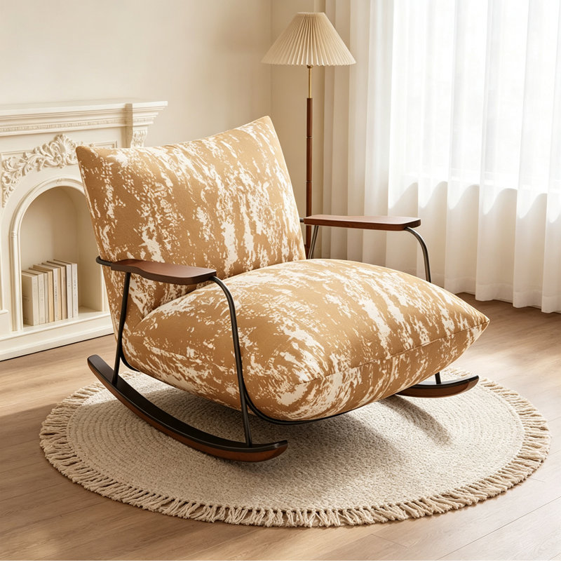 Chaise berçante simple en tissu d'ameublement en suède, Orange