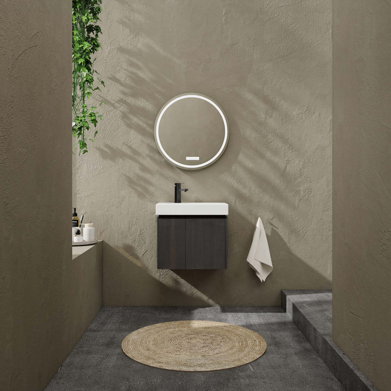 Meuble-lavabo mural avec lavabo et 2 portes, Noir