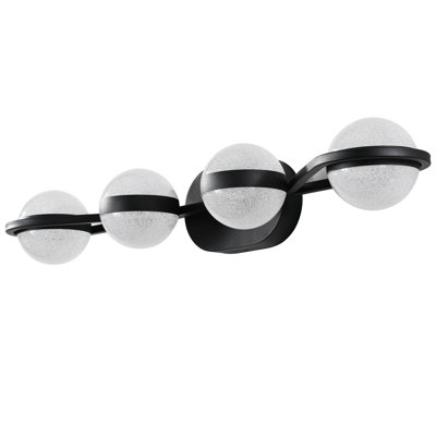 Meuble-lavabo à 4 ampoules - abat-jour en verre givré à DEL, fixation murale noire dans un style moderne