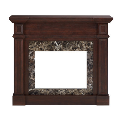 Entourage de foyer en MDF finition cerisier, cadre de foyer décoratif autoportant de 116 cm avec plateau spacieux, décoration intérieure élégante et peu encombrante, compatible avec un insert de foyer électrique de 58 cm (cheminée non incluse).