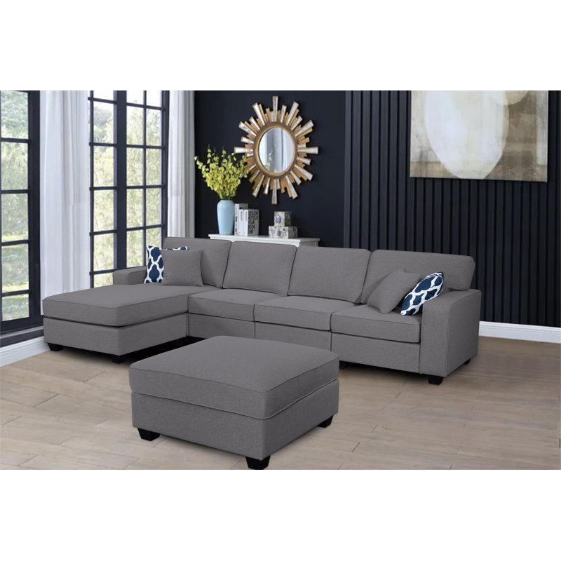 Ensemble de conversation 6 pièces Glendalis, Mélange de polyester gris foncé
